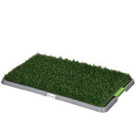 PawHut 2 Pack Artificial Dog Grass Pad with Tray for Potty Training Dogs, 26" x 16"