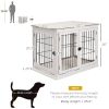 PawHut 26" Wooden Dog Cage Dog Crate Furniture, Indoor Dog Kennel, Dog Cage End Table with 2 Lockable Doors Entrance & Top Shelf, White
