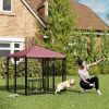 PawHut Welded Wire Outdoor Dog Kennel with 360Â° Rotating & 4 Levels Adjustable Bowls, Waterproof Cover, 4.6' x 4.6' x 5'