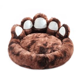 Cute Dog Bear Paw Shape Dog Bed, Dog Beds & Furniture For Small And Medium Dogs, Cozy Plush Cute Cat Beds For Indoor Cats (Option: Tiedye dark coffee-18inch)