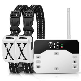 Wireless Electric Dog Fence Waterproof Pet Shock Boundary Containment System Electric Training Collar for Small Medium Large Dogs (type: Fence with 2 Collar, Color: White)